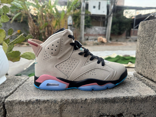 Air Jordan 6 Retro Beige Pink Blue Sneakers